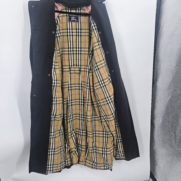 Burberry Vintage Trench Coat Black with Liner Nova Check Size 8 (X-Long Length) - Picture 12 of 14